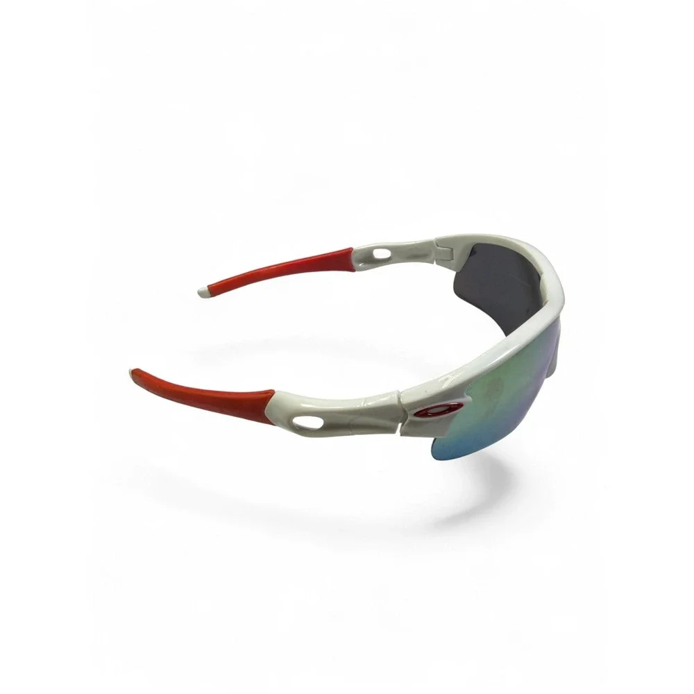 Oakley Radar Path Sunglasses White Frame Red Ear Socks Iridium Shield Lens